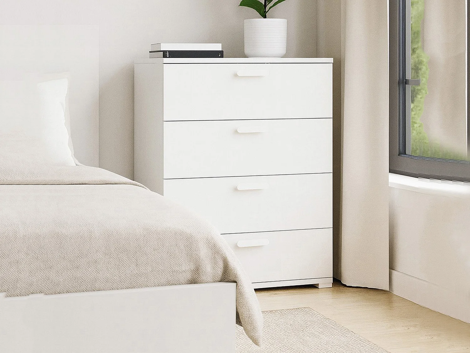 Salimbene ladekast, 4 laden Made in Italy, 70x39x98h cm Wit, Schuifopen, Schuifsluiting