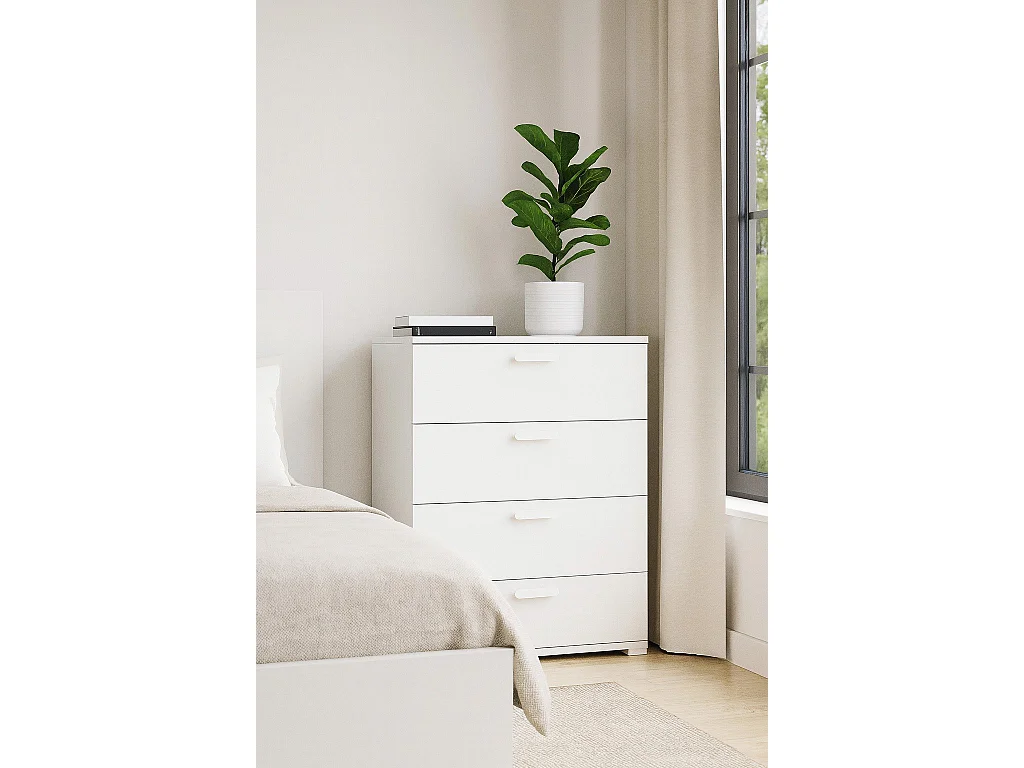 Salimbene ladekast, 4 laden Made in Italy, 70x39x98h cm Wit, Schuifopen, Schuifsluiting