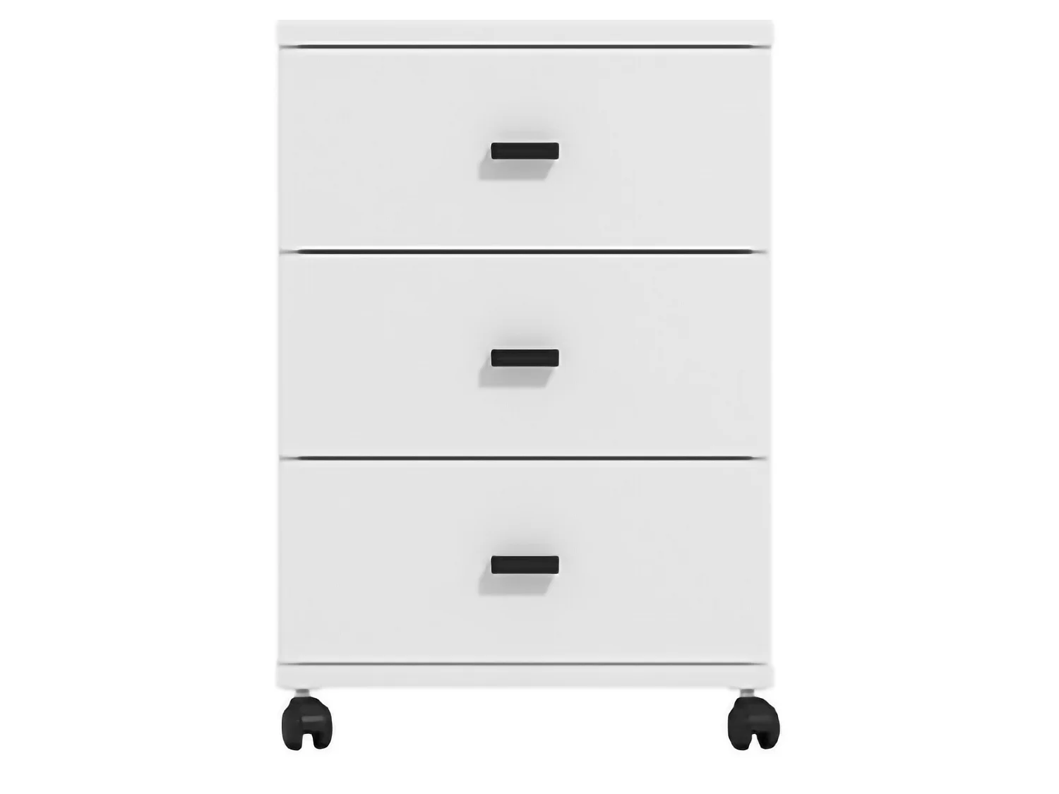 Cassettiera Kaza, 3 Cassetti, 39x35x56h cm Bianco Opaco, con Ruote, Apertura Scorrevole