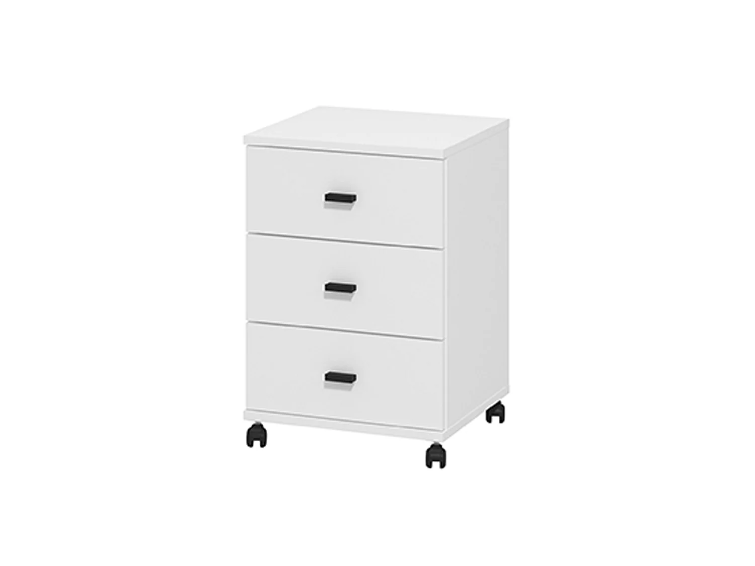 Cassettiera Kaza, 3 Cassetti, 39x35x56h cm Bianco Opaco, con Ruote, Apertura Scorrevole