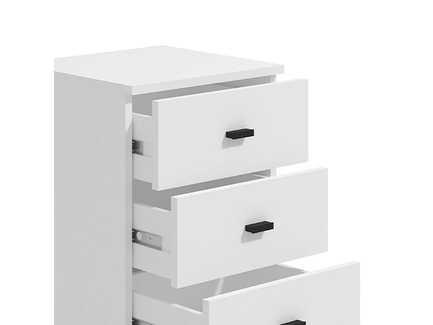 Cassettiera Kaza, 3 Cassetti, 39x35x56h cm Bianco Opaco, con Ruote, Apertura Scorrevole