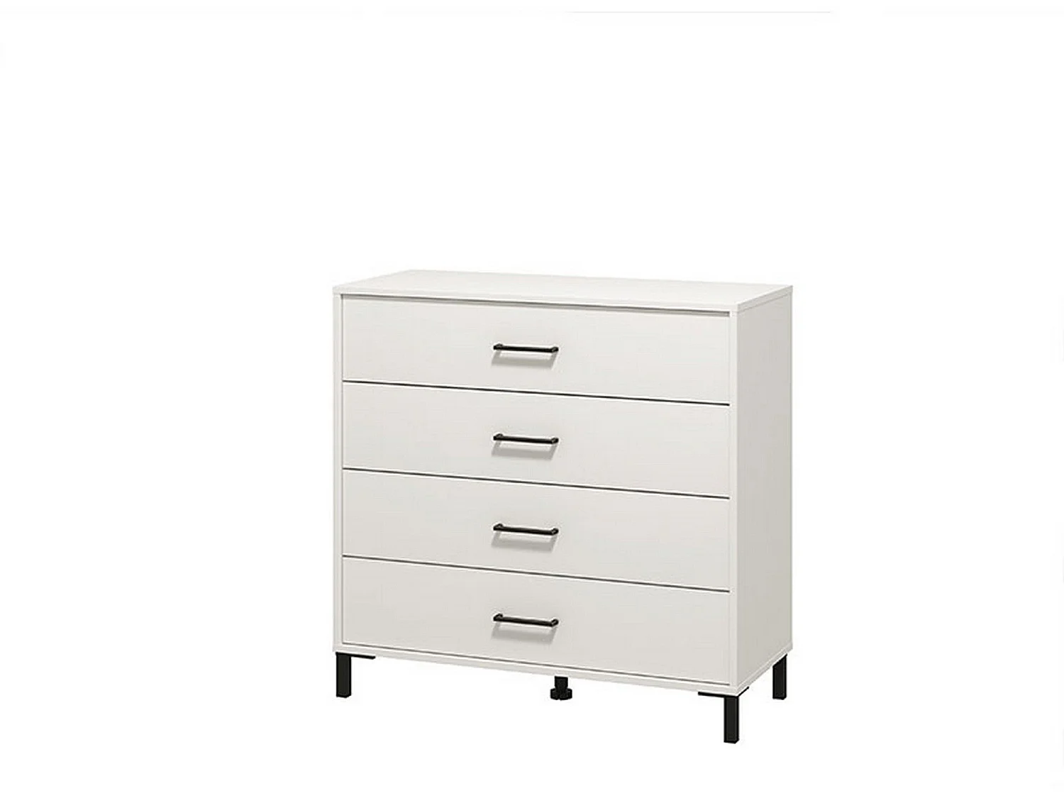 Cassettiera Vidor, 4 Cassetti, 93x40x90h cm Bianco, Apertura Scorrevole, Chiusura Scorrevole