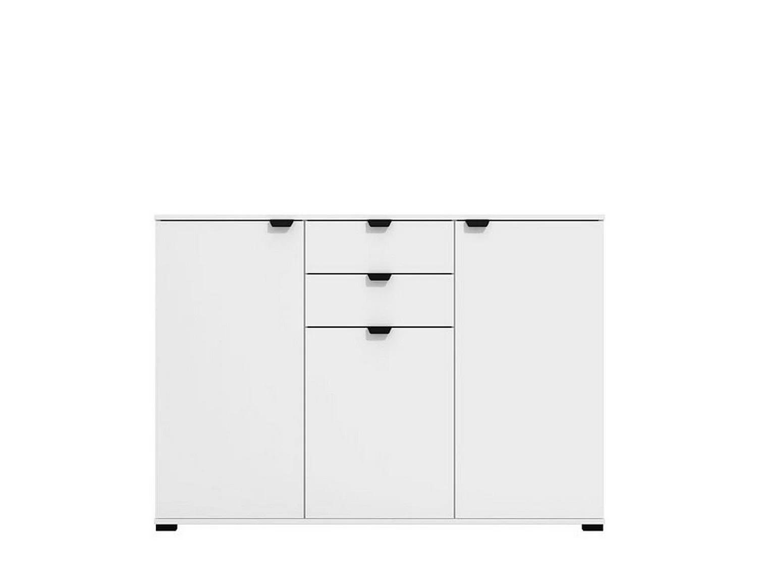 Cassettiera Mainarda, 2 Cassetti, 135x40x95h cm Bianco, Apertura Battente, Scorrevole, Chiusura Battente, Scorrevole