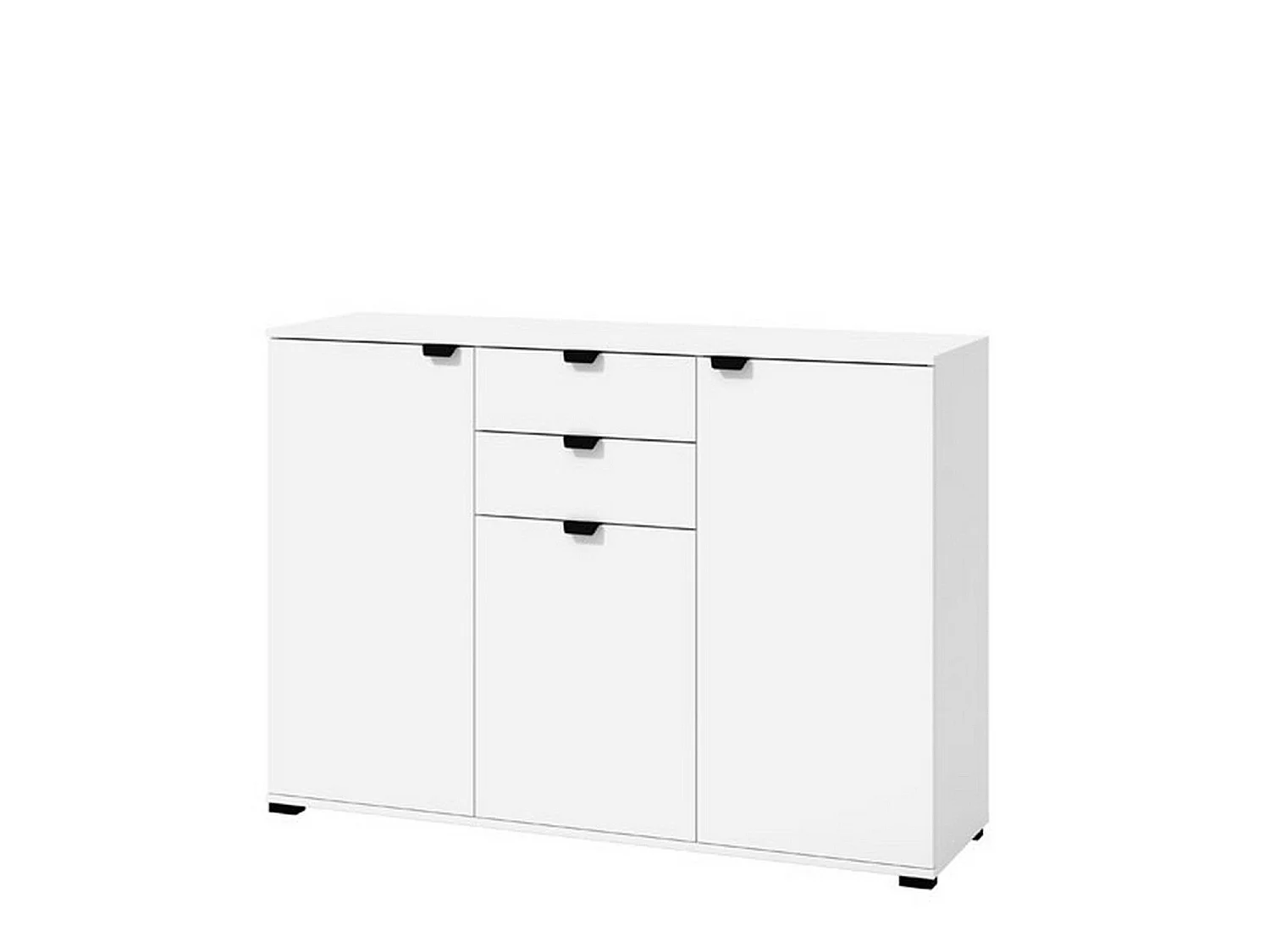 Cassettiera Mainarda, 2 Cassetti, 135x40x95h cm Bianco, Apertura Battente, Scorrevole, Chiusura Battente, Scorrevole
