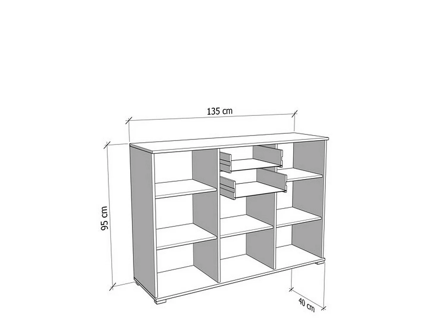 Cassettiera Mainarda, 2 Cassetti, 135x40x95h cm Marrone Rovere Nodi, Apertura Battente, Scorrevole, Chiusura Battente, Scorrevole