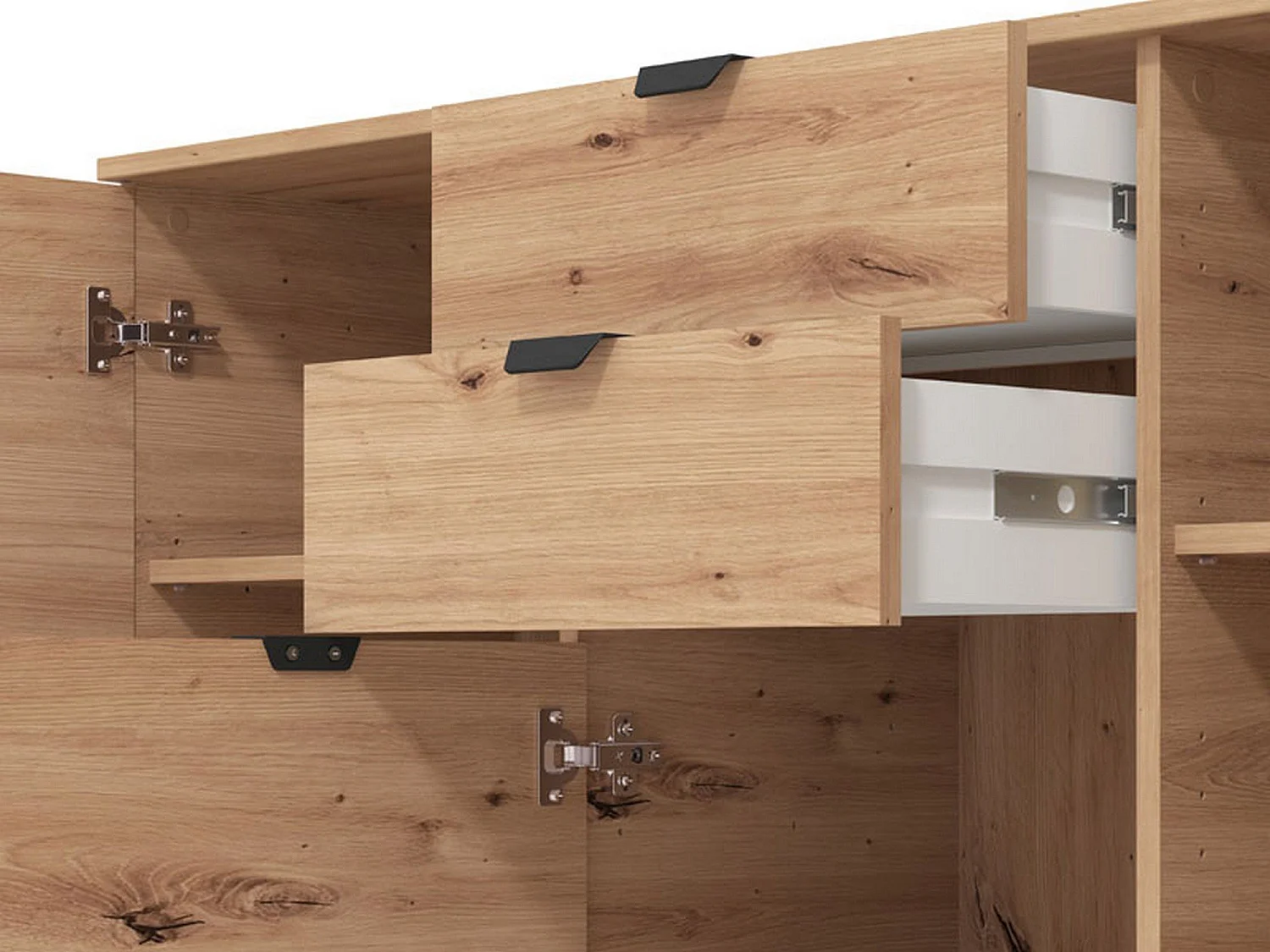 Cassettiera Mainarda, 2 Cassetti, 135x40x95h cm Marrone Rovere Nodi, Apertura Battente, Scorrevole, Chiusura Battente, Scorrevole