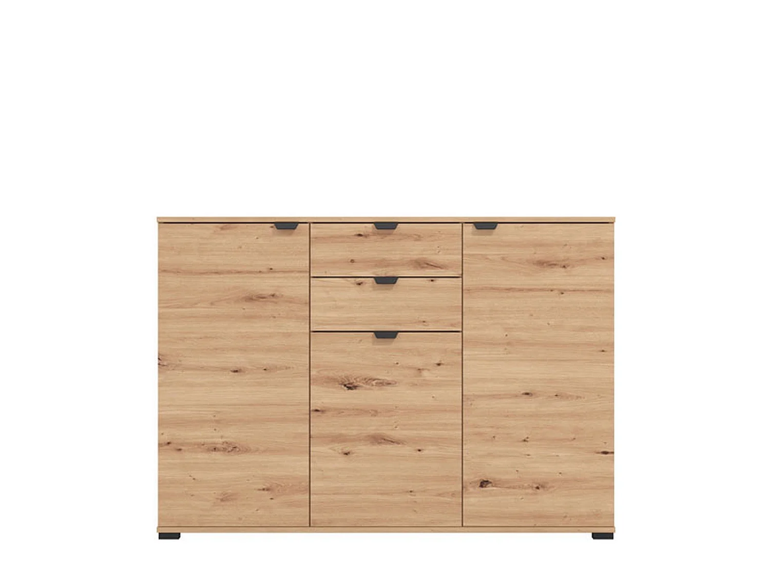 Cassettiera Mainarda, 2 Cassetti, 135x40x95h cm Marrone Rovere Nodi, Apertura Battente, Scorrevole, Chiusura Battente, Scorrevole