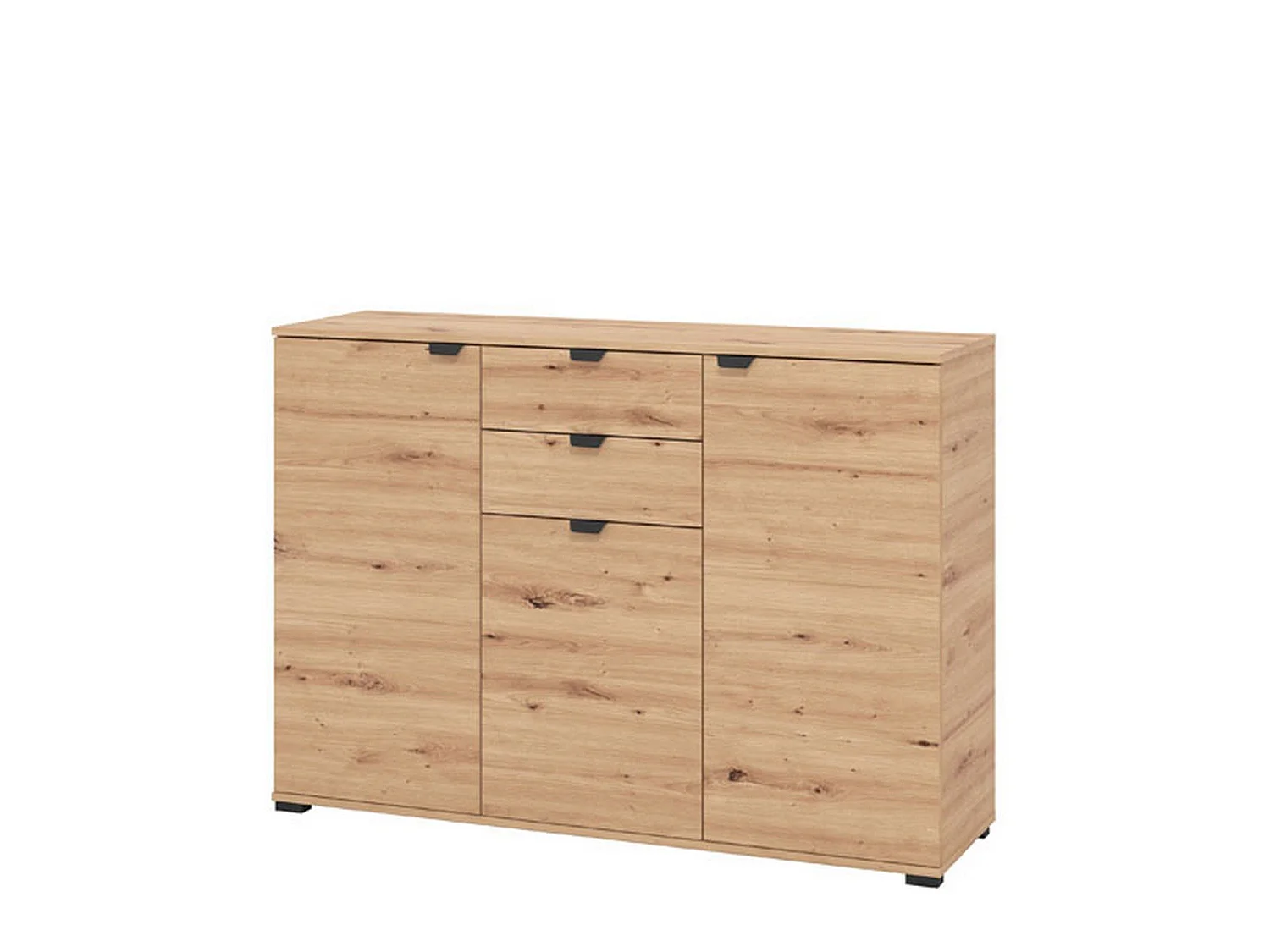 Cassettiera Mainarda, 2 Cassetti, 135x40x95h cm Marrone Rovere Nodi, Apertura Battente, Scorrevole, Chiusura Battente, Scorrevole