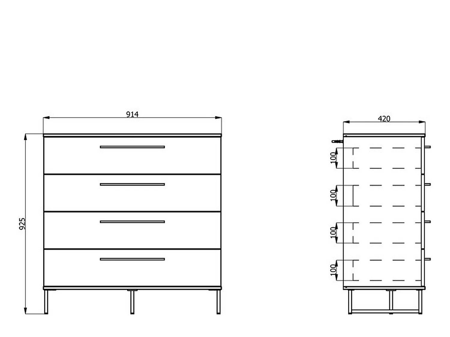 Cassettiera Porzio, 4 Cassetti, 92x42x95h cm Marrone Rovere Nodi, Apertura Scorrevole, Chiusura Scorrevole