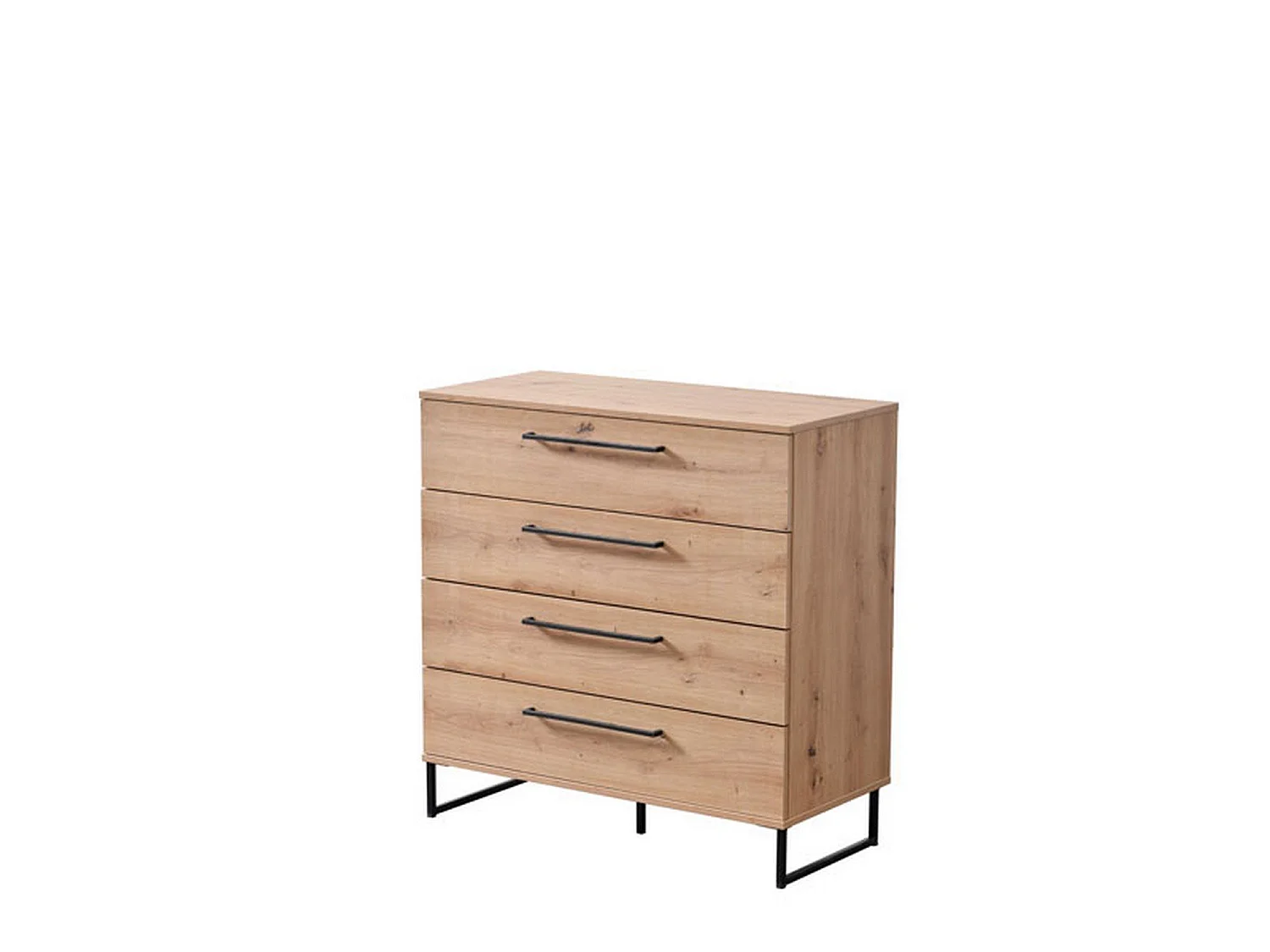 Cassettiera Porzio, 4 Cassetti, 92x42x95h cm Marrone Rovere Nodi, Apertura Scorrevole, Chiusura Scorrevole