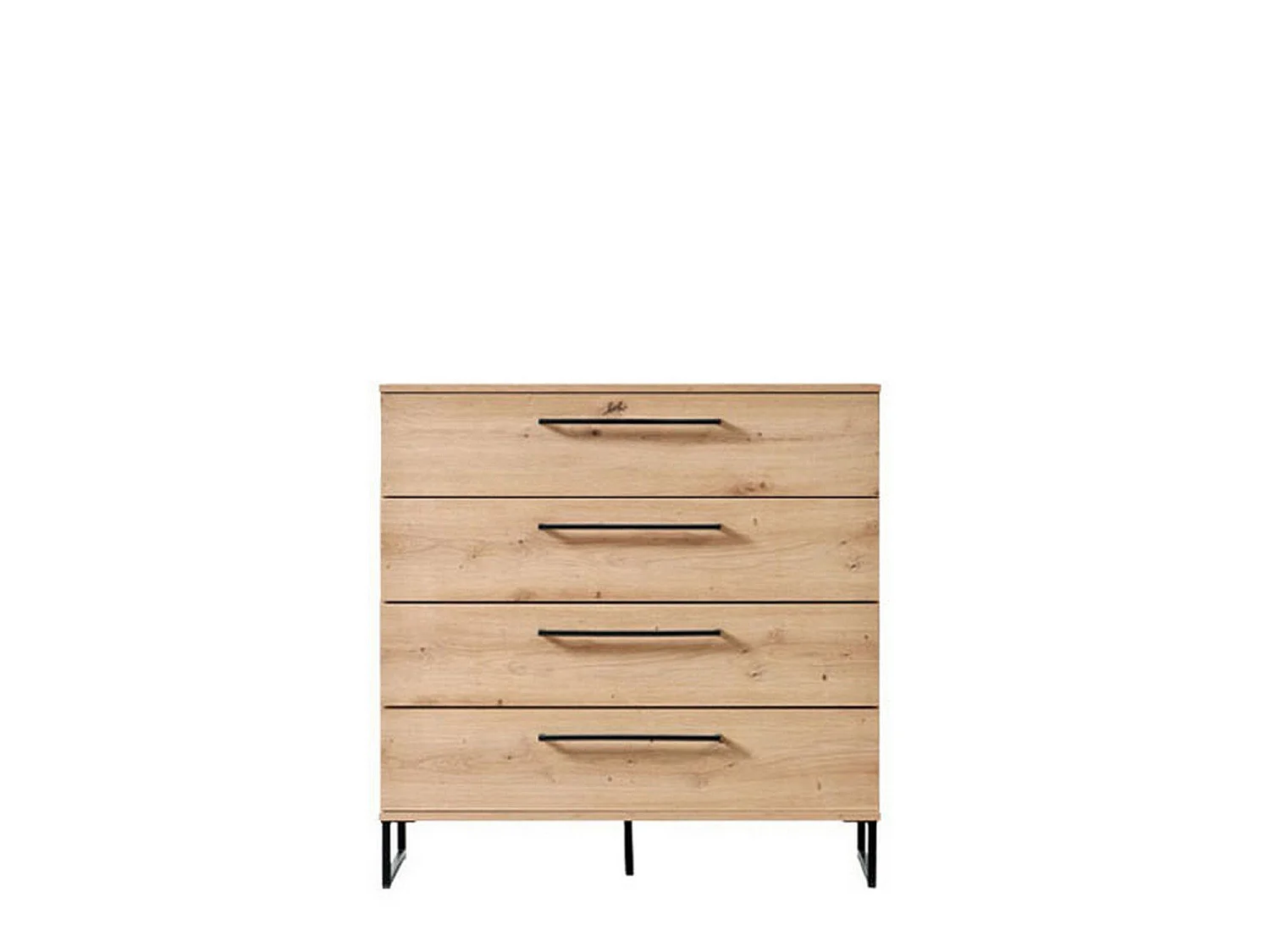 Cassettiera Porzio, 4 Cassetti, 92x42x95h cm Marrone Rovere Nodi, Apertura Scorrevole, Chiusura Scorrevole