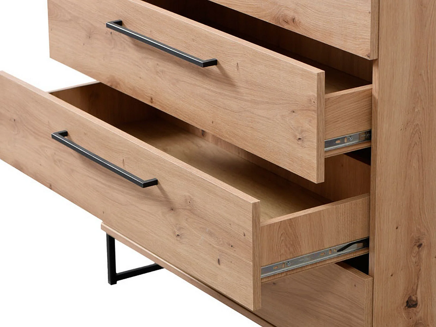 Cassettiera Porzio, 4 Cassetti, 92x42x95h cm Marrone Rovere Nodi, Apertura Scorrevole, Chiusura Scorrevole