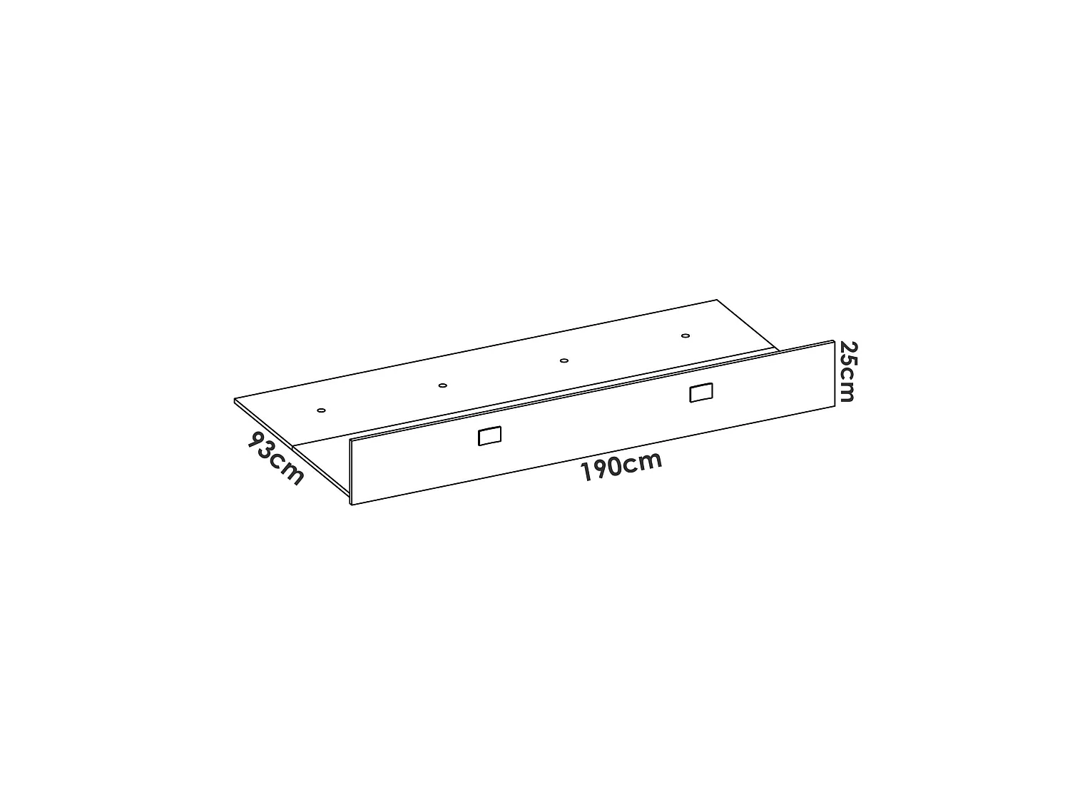Cassettiera Caudina, un Cassetto, 190x93x25h cm Bianco, Apertura Scorrevole, Chiusura Scorrevole