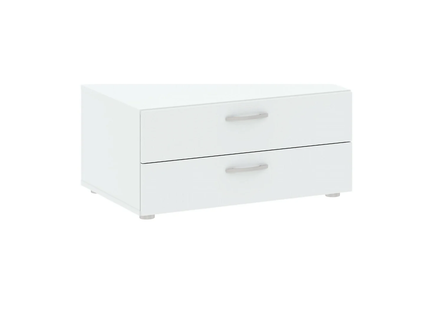 Cajonera baja, 2 cajones, 74x52x35h cm blanca, apertura deslizante, cierre deslizante