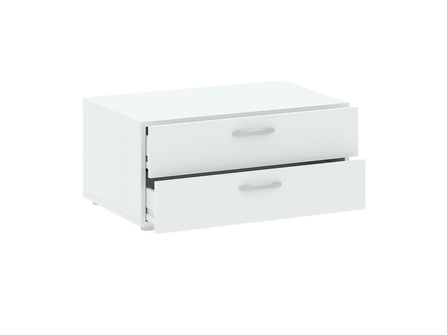 Cajonera baja, 2 cajones, 74x52x35h cm blanca, apertura deslizante, cierre deslizante