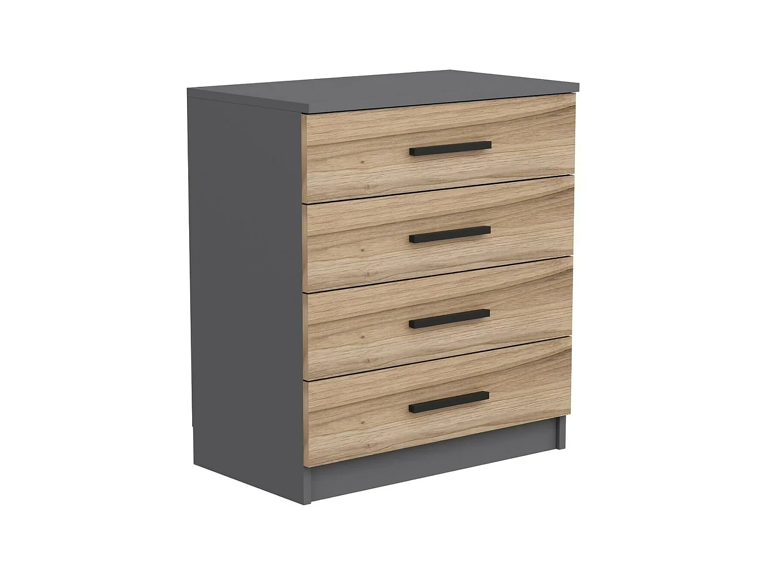 Cassettiera Kalmaegi, 4 Cassetti, 70x79x42h cm Marrone Noce, Apertura Scorrevole, Chiusura Scorrevole
