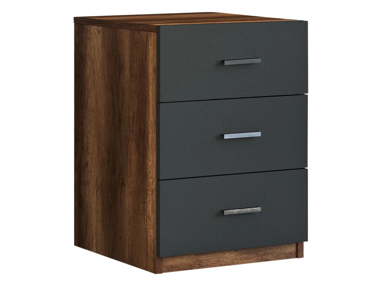 Cassettiera Trecate, 3 Cassetti, 45x47x62h cm Nero Antracite, Apertura Scorrevole, Chiusura Scorrevole