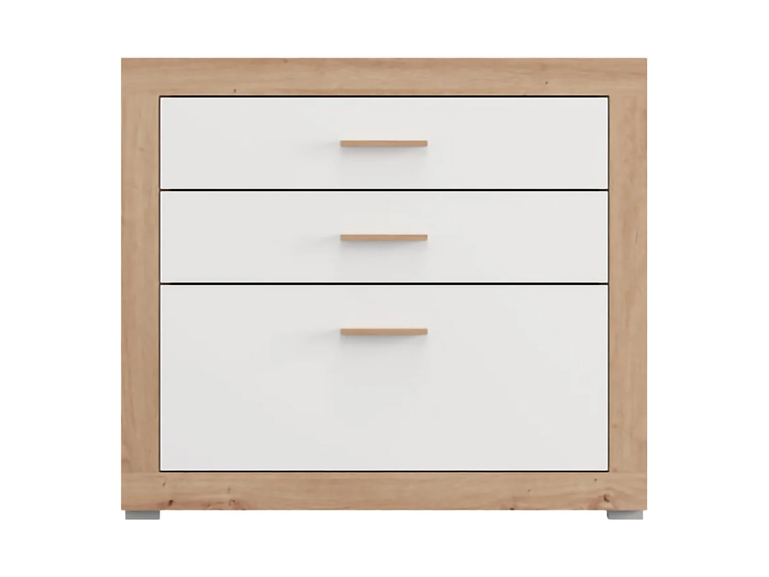 Cassettiera Hampi, 3 Cassetti, 90x35x79h cm Bianco, con Piedini, Apertura Scorrevole