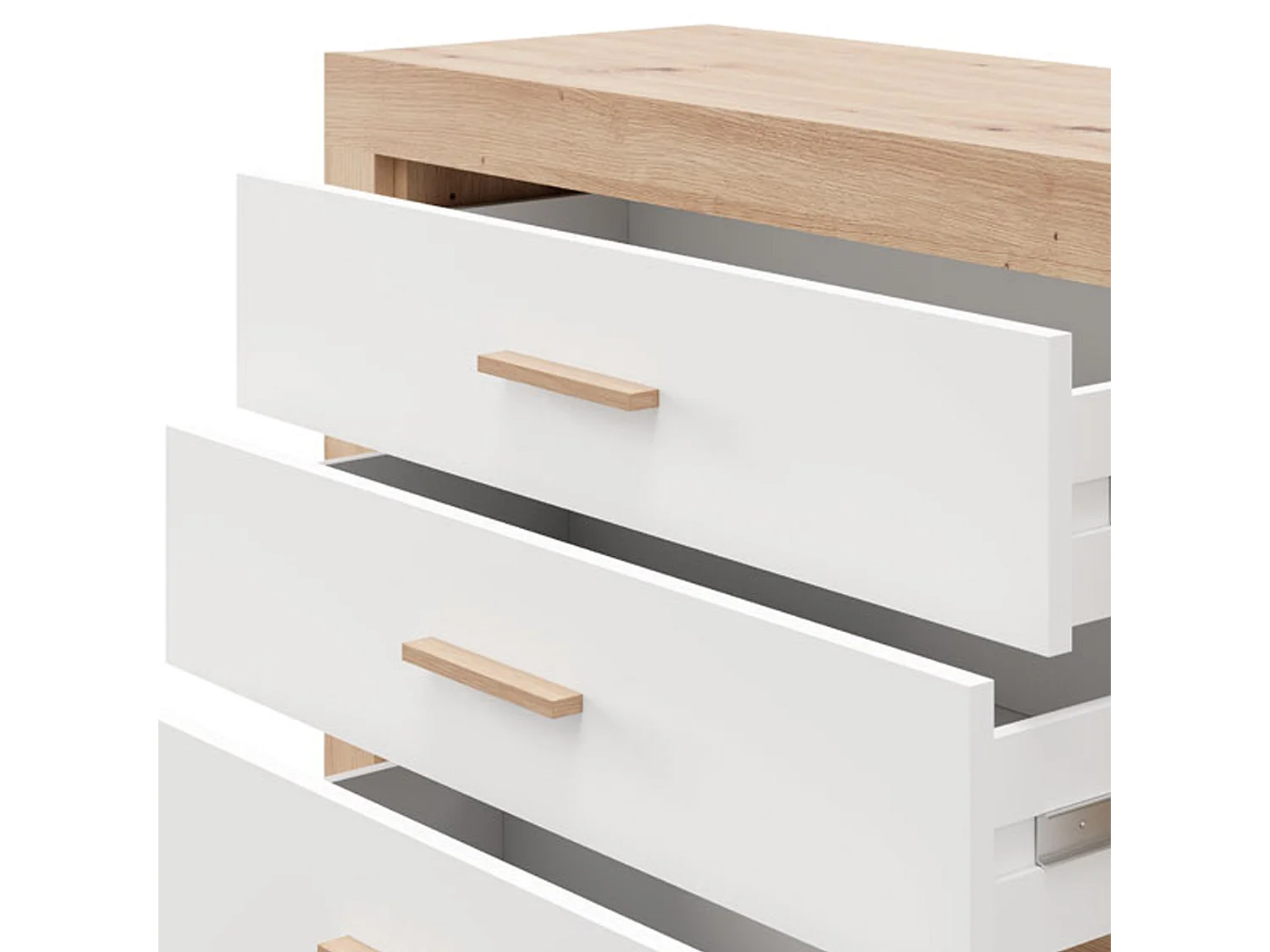 Cassettiera Hampi, 3 Cassetti, 90x35x79h cm Bianco, con Piedini, Apertura Scorrevole