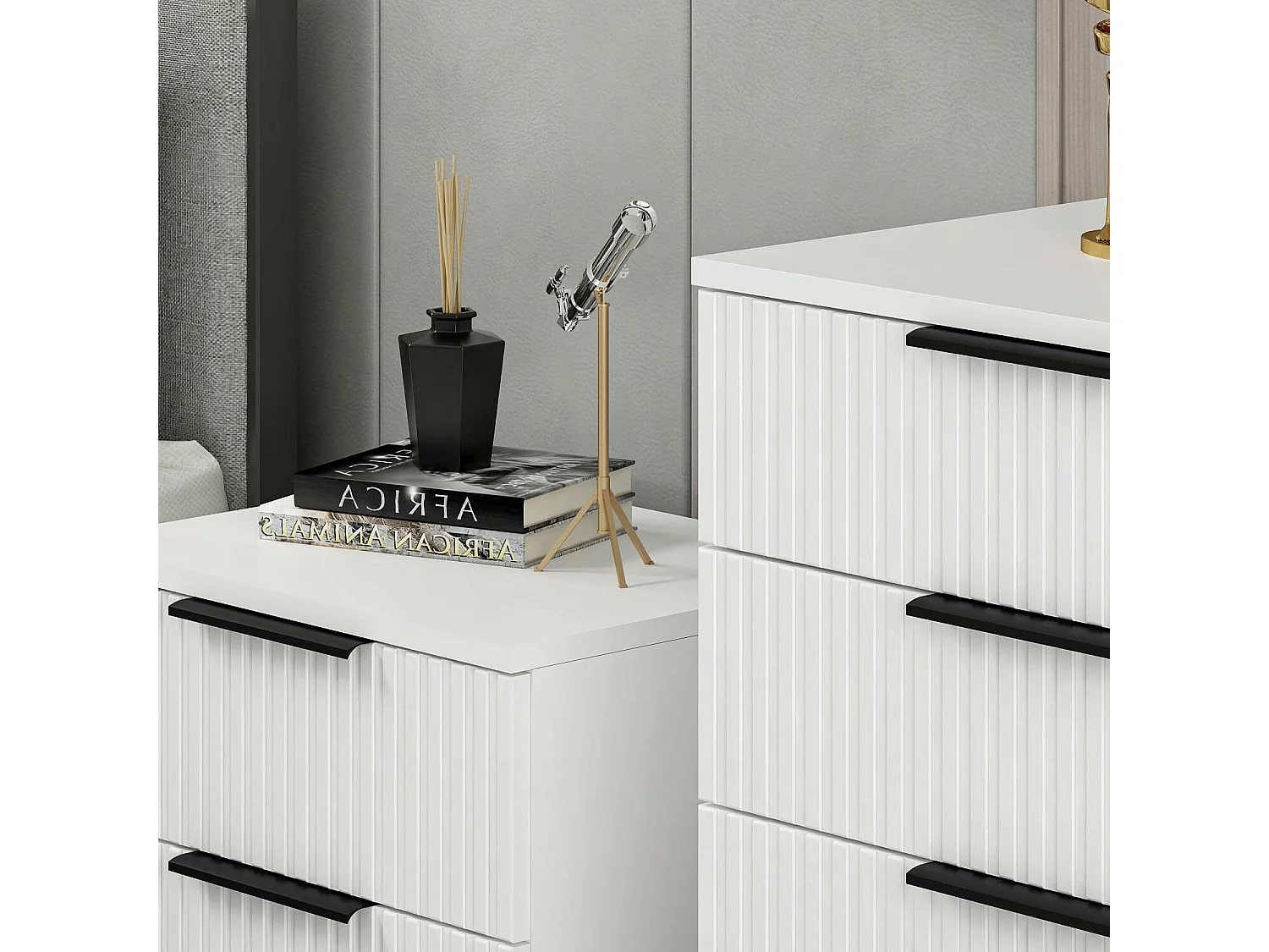 Cassettiera Vicente, 7 Cassetti, 72x42x77h cm Bianco, Apertura Scorrevole, Chiusura Scorrevole