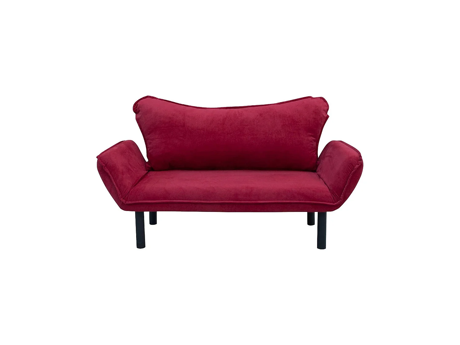 Canapé-lit 2 places Hone, coffre de rangement, 140x65 cm rouge, inclinable, accoudoirs