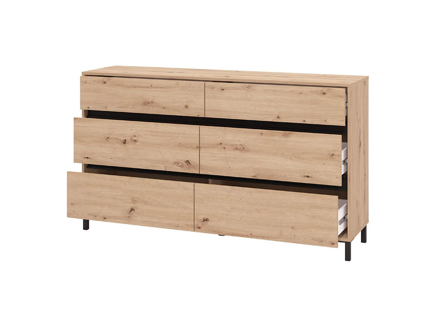 Cassettiera Mapelloo, 3 Cassetti, 157x40x90h cm Marrone Rovere Nodi, Apertura Scorrevole, Chiusura Scorrevole