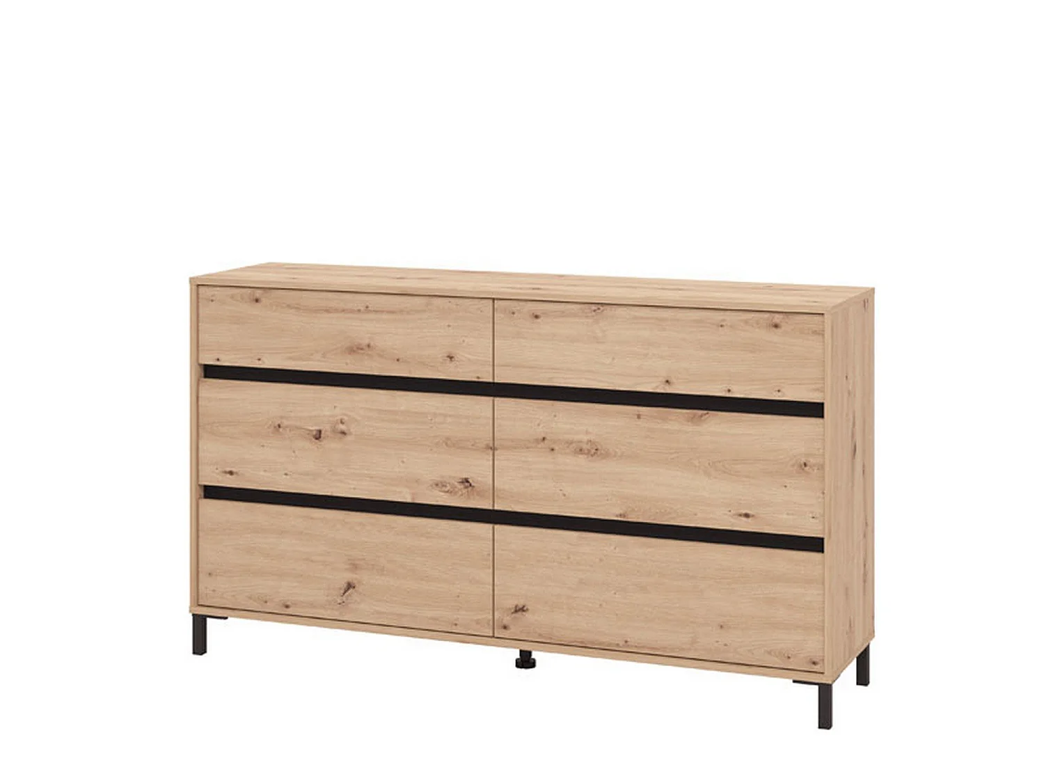 Cassettiera Mapelloo, 3 Cassetti, 157x40x90h cm Marrone Rovere Nodi, Apertura Scorrevole, Chiusura Scorrevole