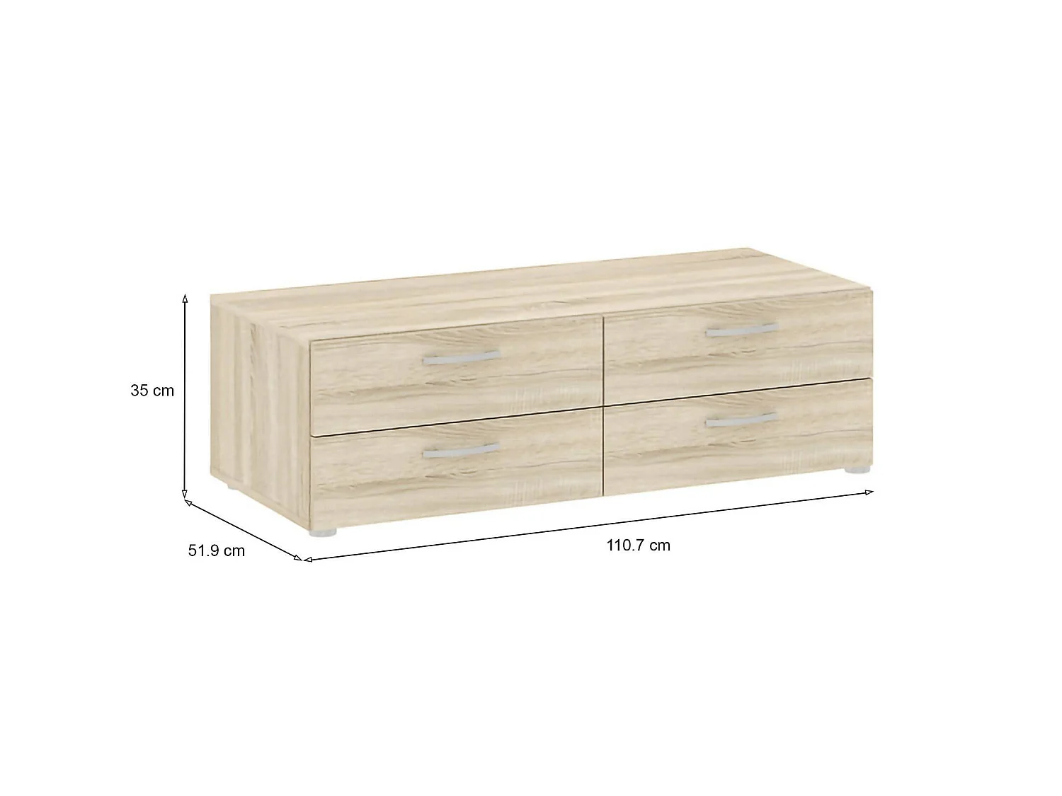 Commode Gignod, 4 tiroirs, 51,9x110,7x35h cm Chêne Marron