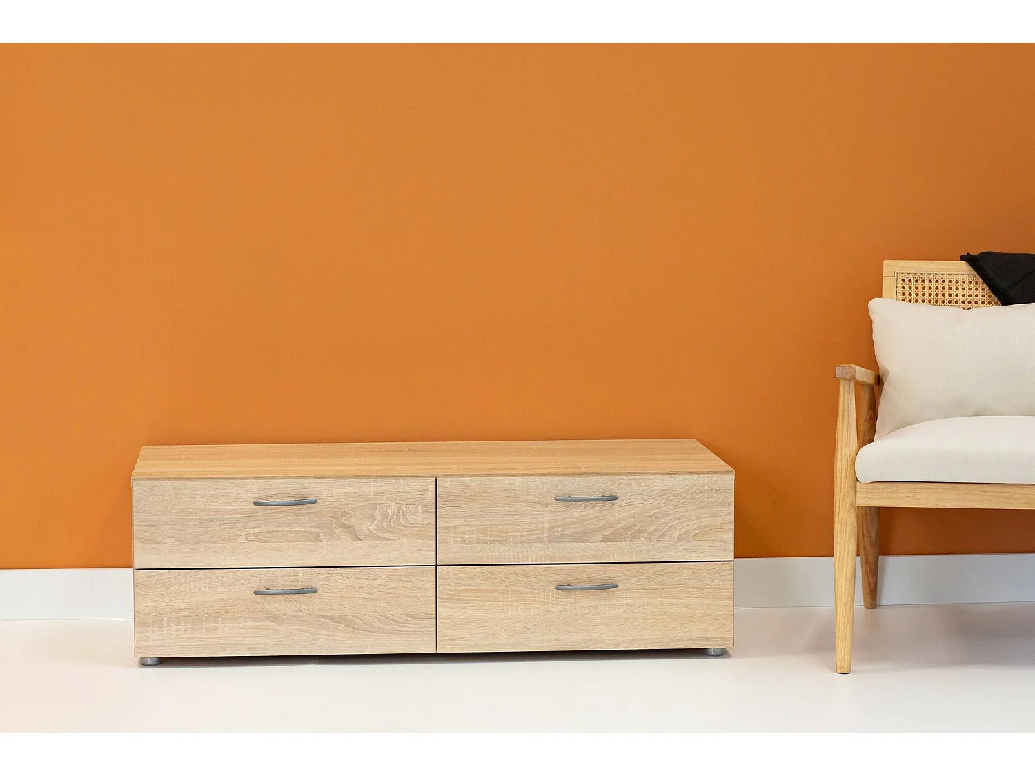 Commode Gignod, 4 tiroirs, 51,9x110,7x35h cm Chêne Marron