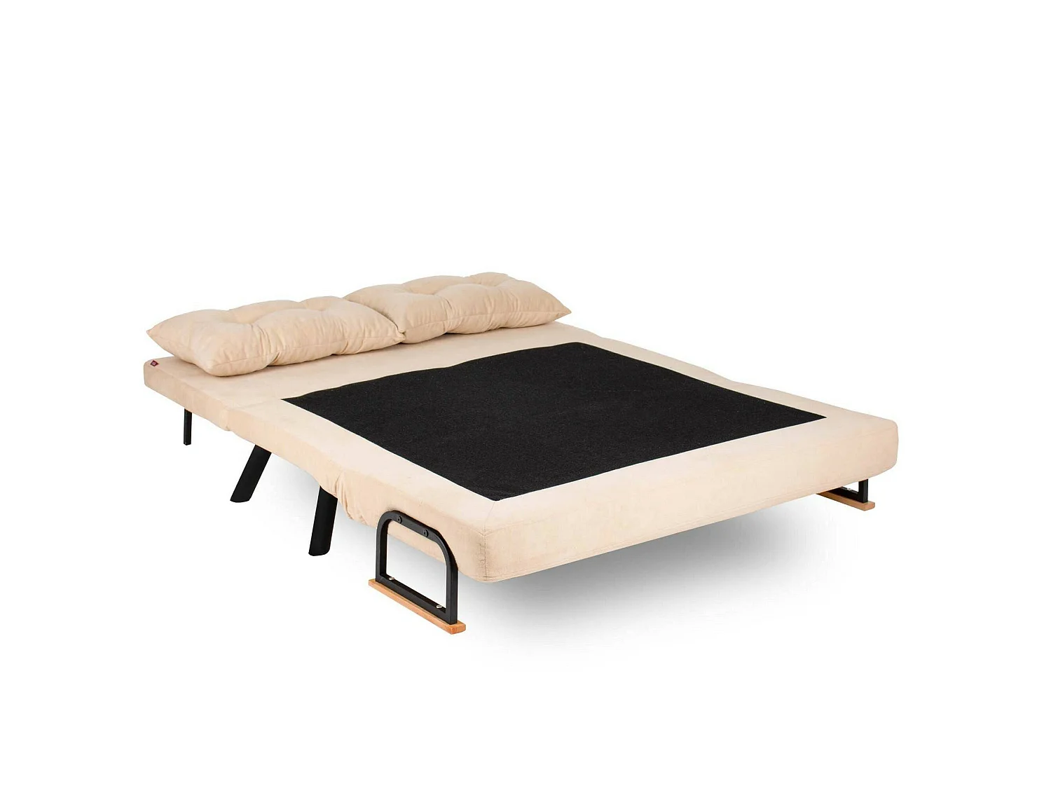 Canapé-lit 2 places Calvin, avec coffre de rangement, 133x78 cm blanc crème, inclinable, ouverture click-clack