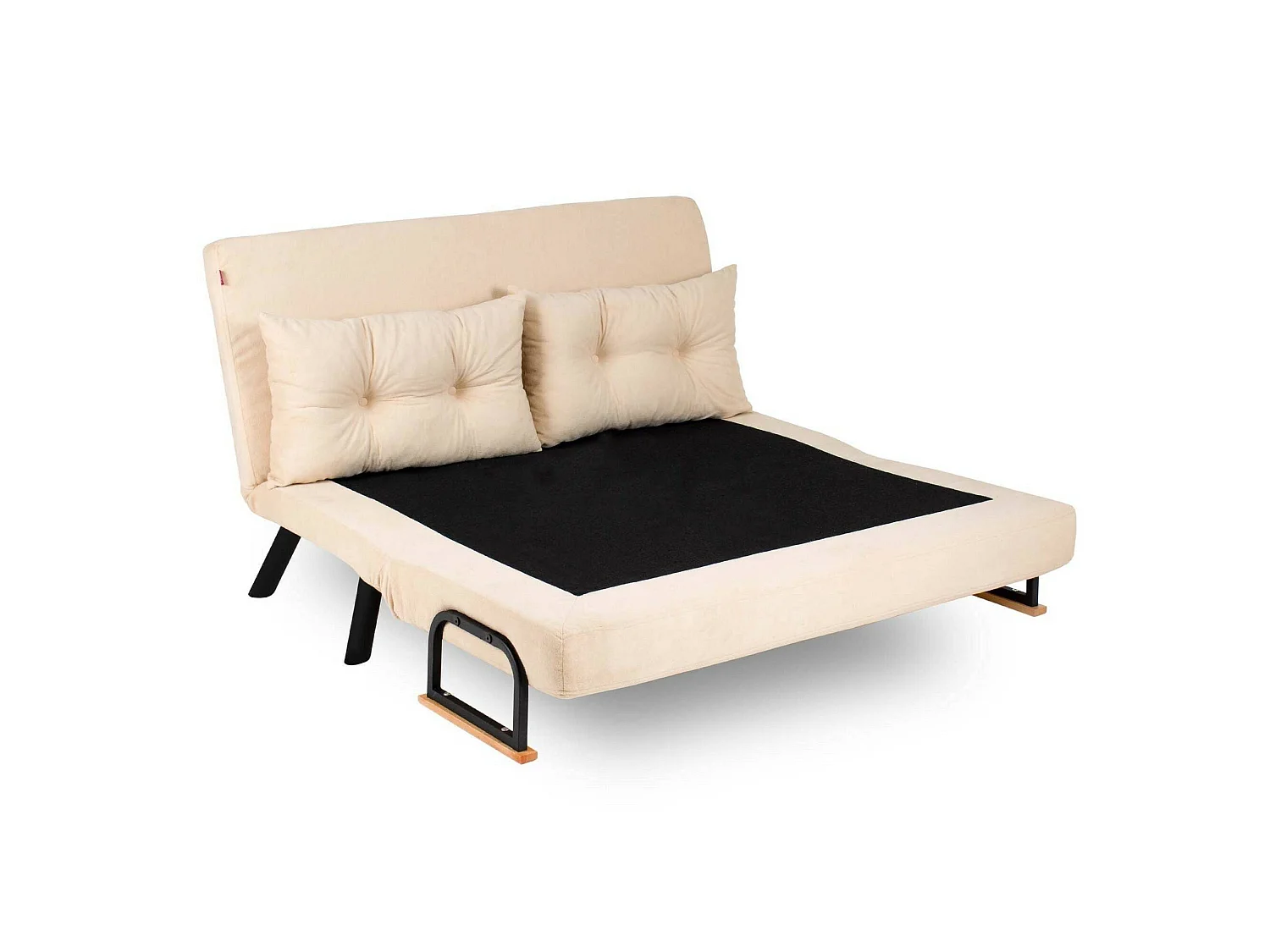 Canapé-lit 2 places Calvin, avec coffre de rangement, 133x78 cm blanc crème, inclinable, ouverture click-clack