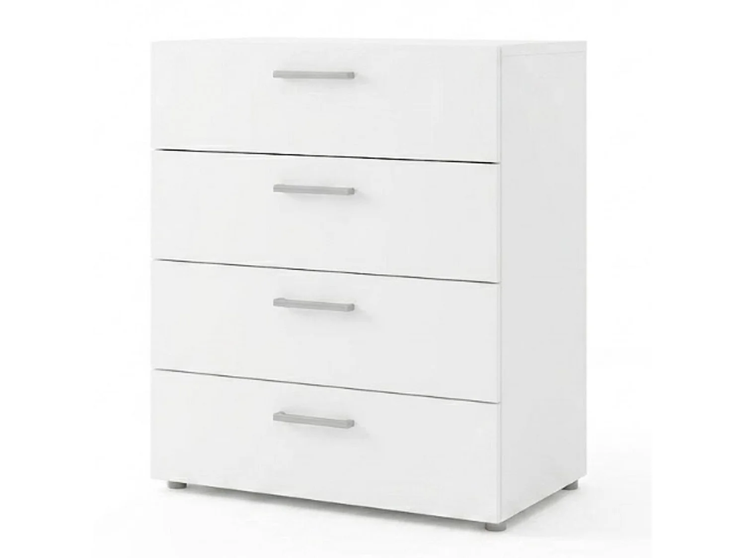Kommode Genoni, 4 Schubladen, 70x40x76 cm Weiß, Schiebetüren, Schließen mit Gleiten