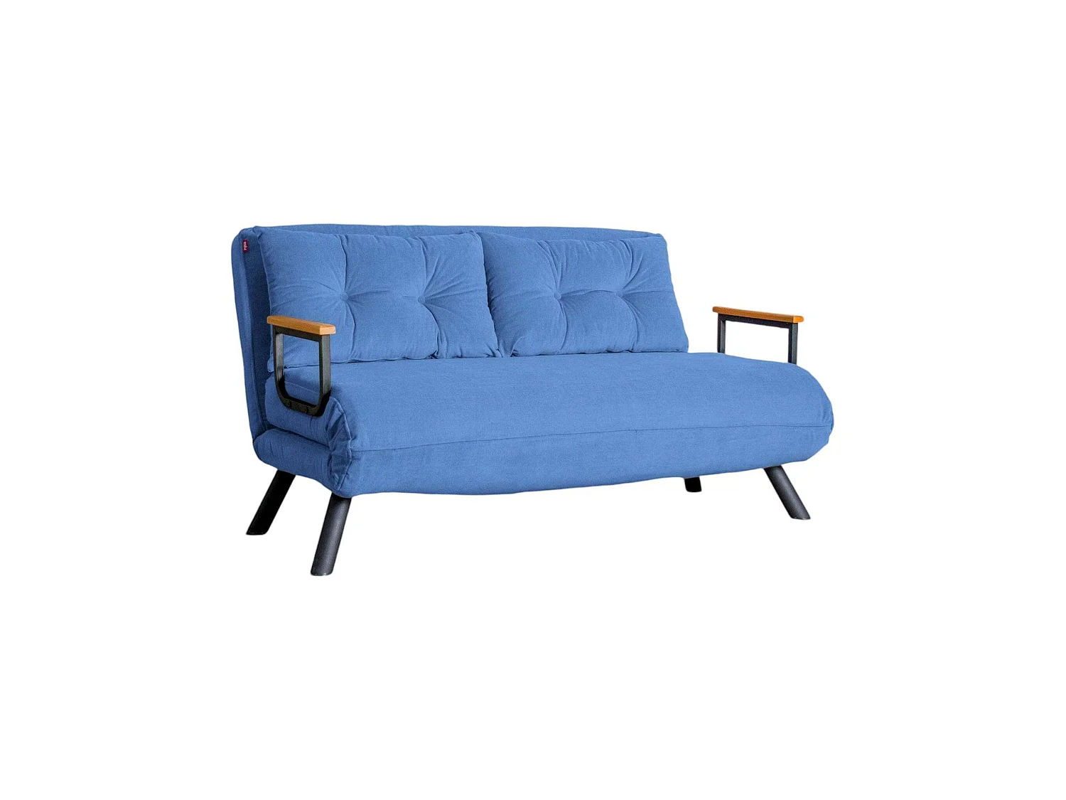 Canapé-lit 2 places Calvin, coffre de rangement, 133x78 cm bleu, inclinable, accoudoirs