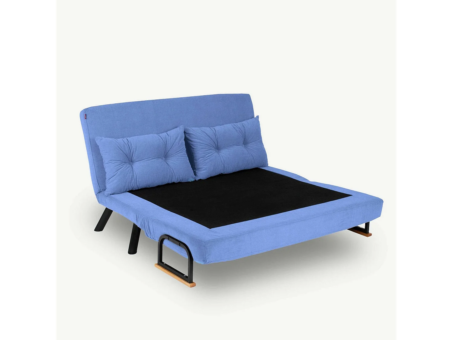Canapé-lit 2 places Calvin, coffre de rangement, 133x78 cm bleu, inclinable, accoudoirs