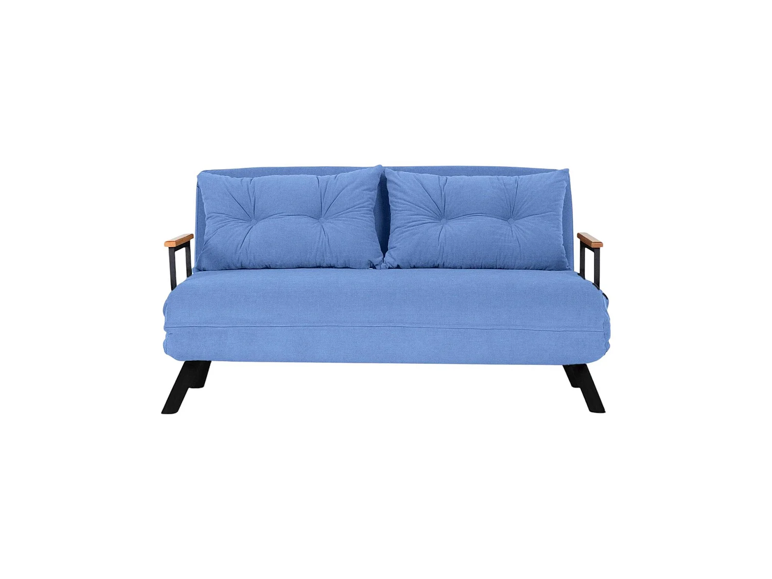 Canapé-lit 2 places Calvin, coffre de rangement, 133x78 cm bleu, inclinable, accoudoirs