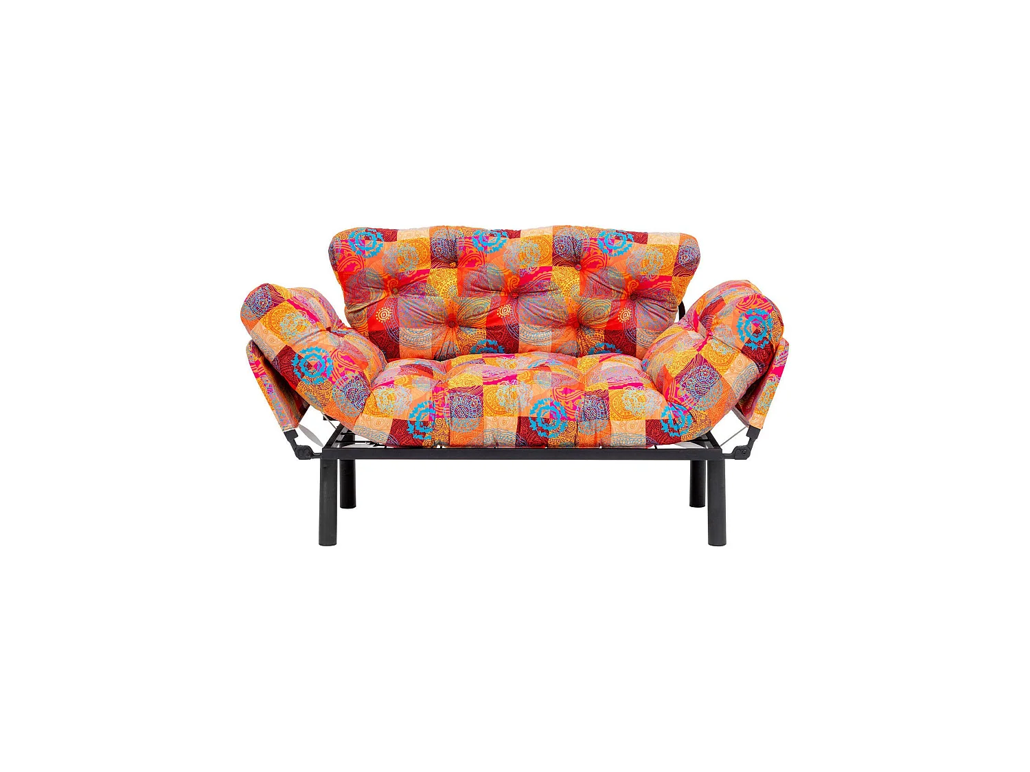 Canapé-lit 2 places Guchol, coffre de rangement, 155x70 cm multicolore, inclinable, accoudoirs