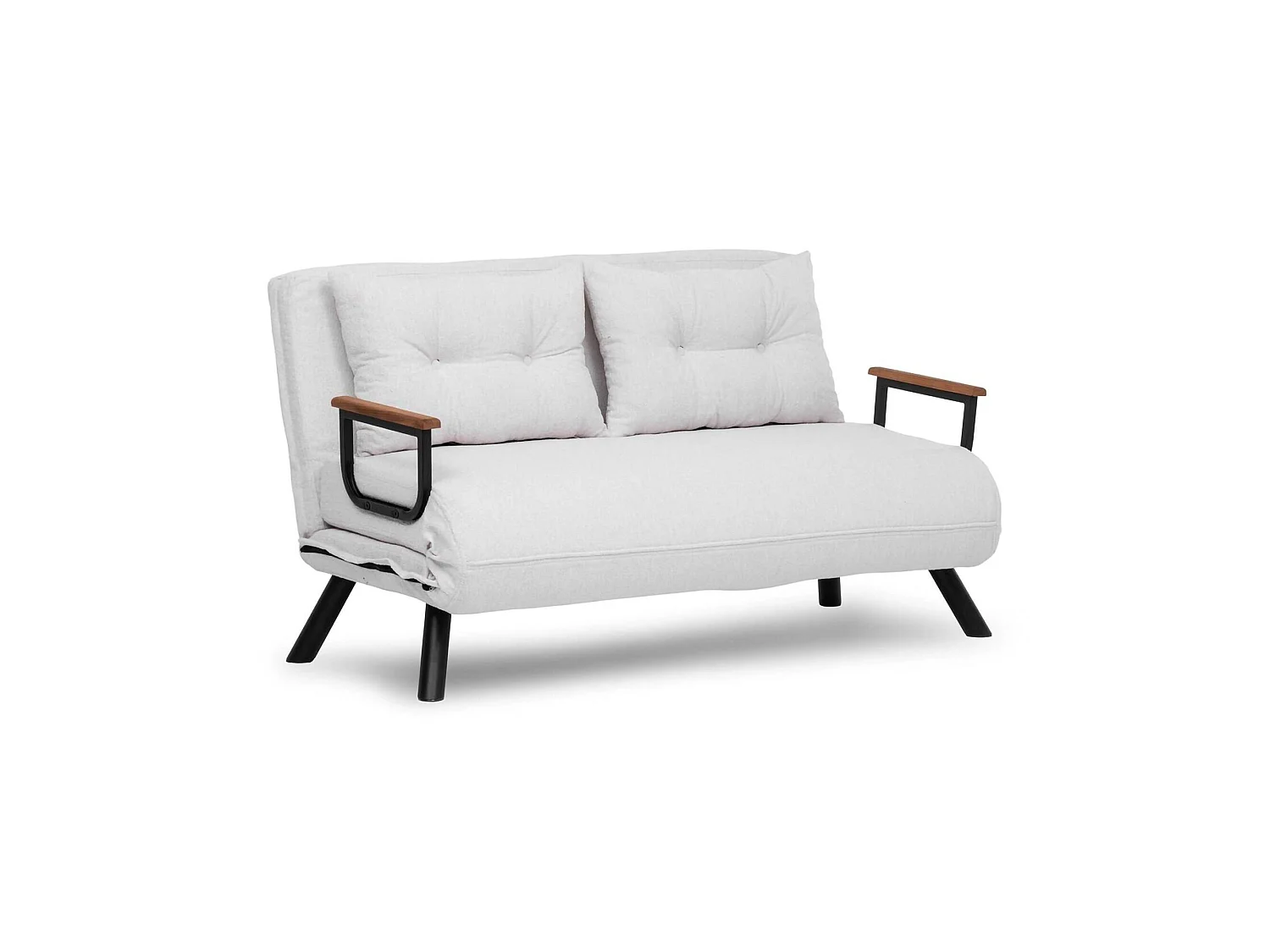 Canapé-lit 2 places Calvin, coffre de rangement, 133x78 cm blanc, inclinable, accoudoirs