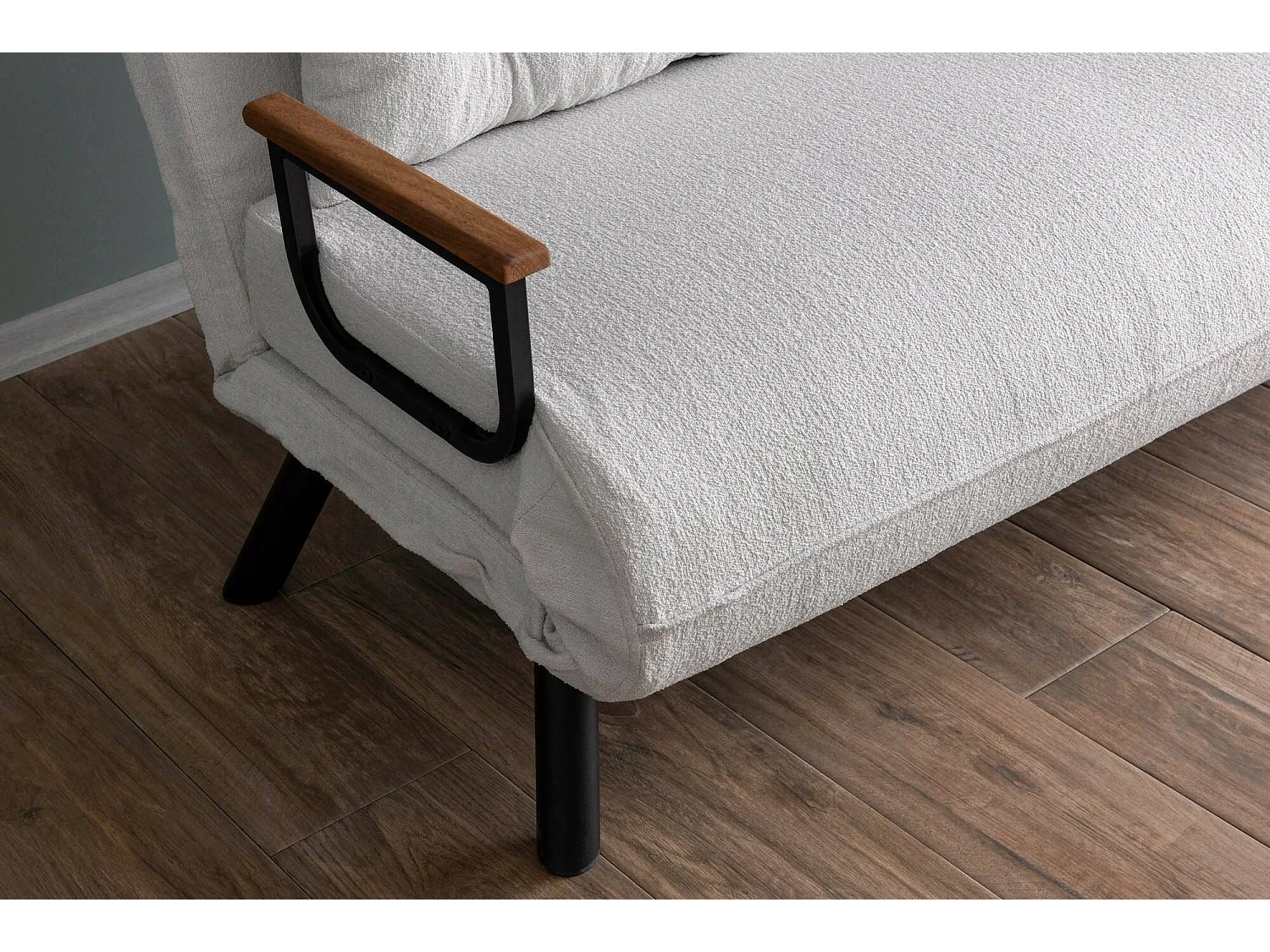 Canapé-lit 2 places Calvin, coffre de rangement, 133x78 cm blanc, inclinable, accoudoirs