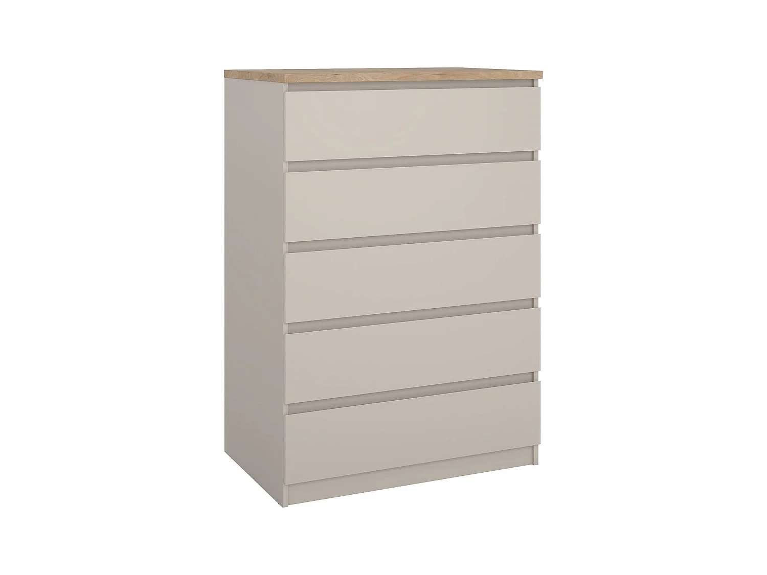 Ladekast Ansel, 5 laden, 77x50x111h cm beige, schuifopening, schuifsluiting