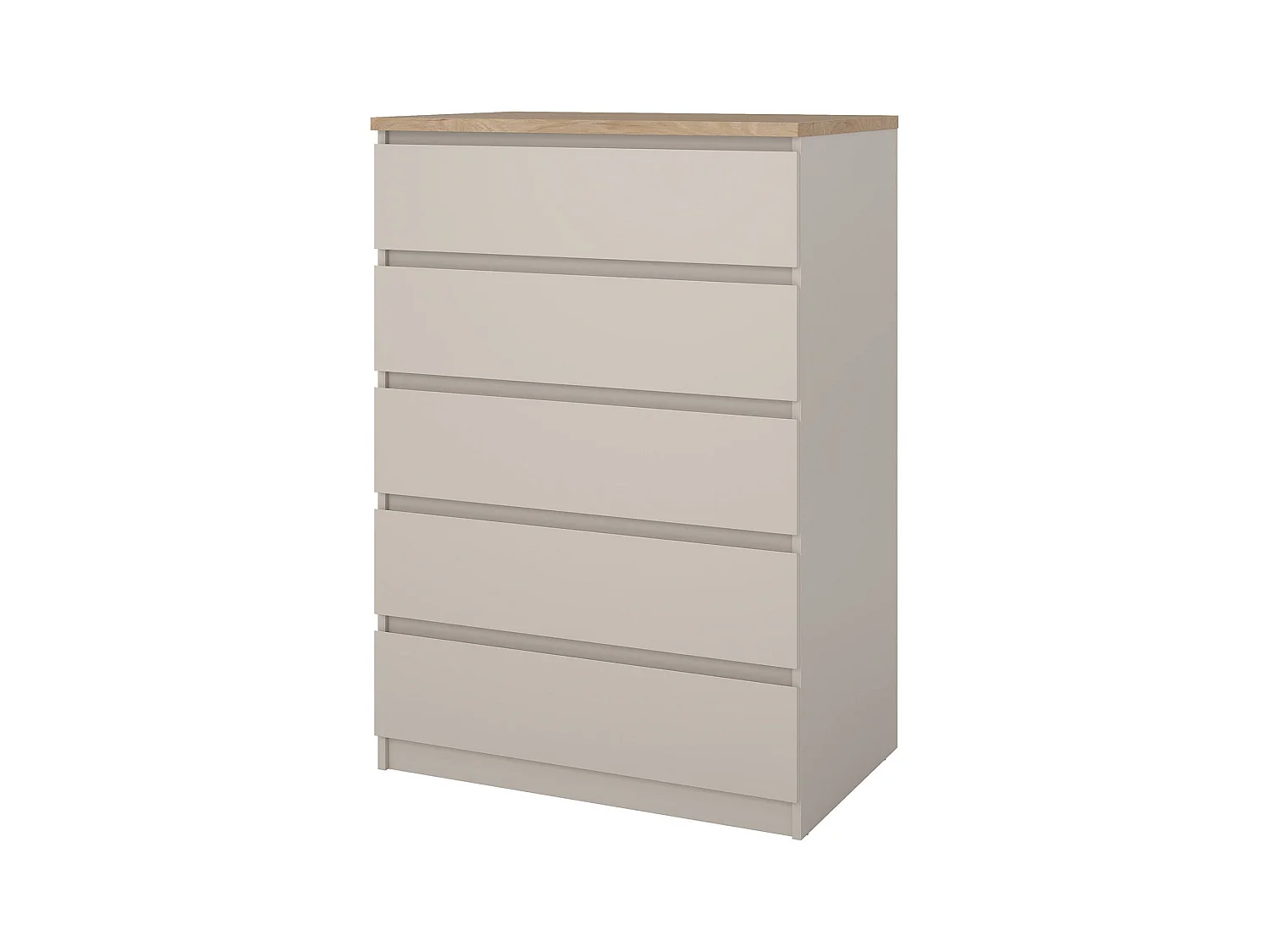 Ladekast Ansel, 5 laden, 77x50x111h cm beige, schuifopening, schuifsluiting