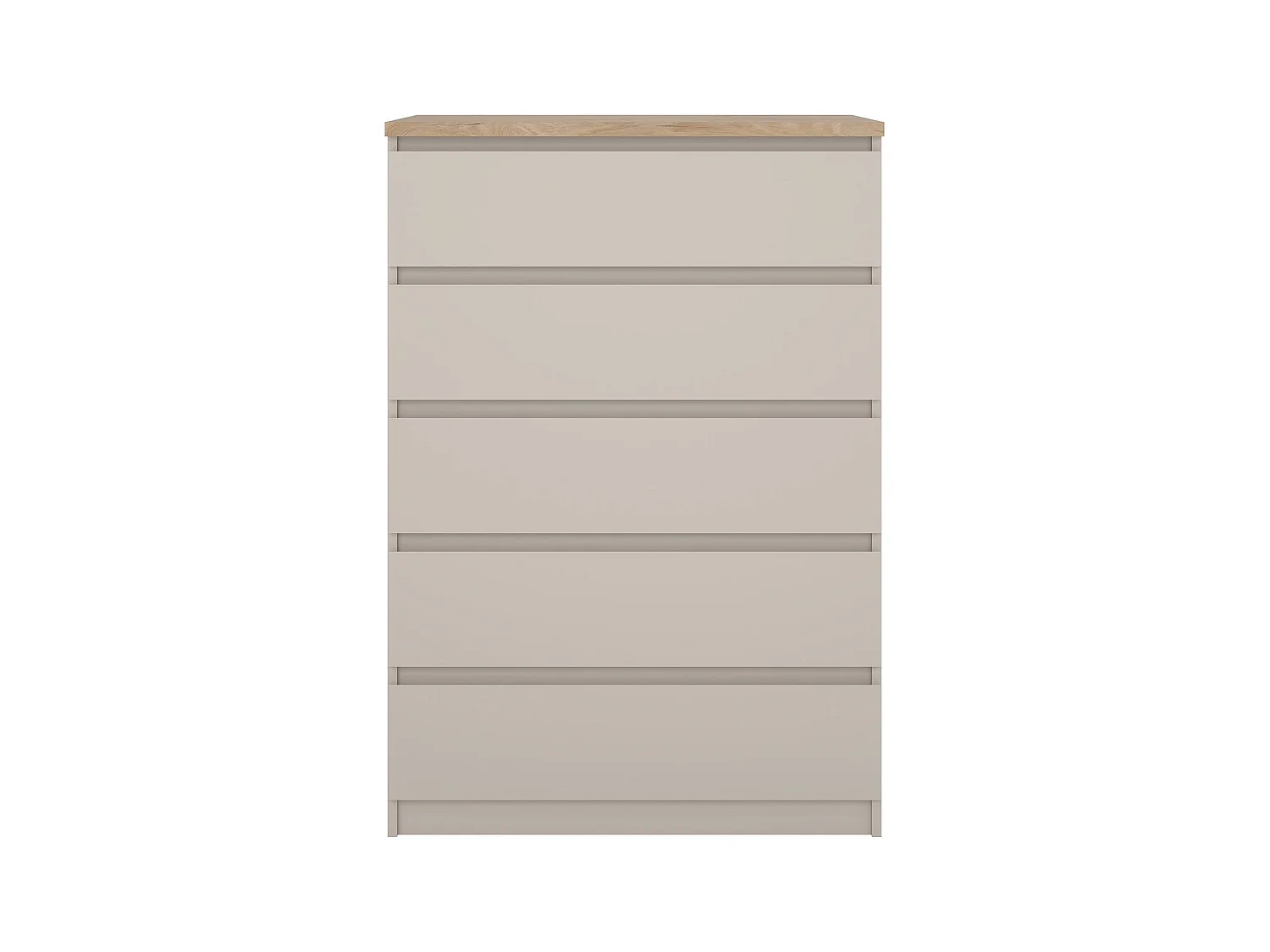 Ladekast Ansel, 5 laden, 77x50x111h cm beige, schuifopening, schuifsluiting
