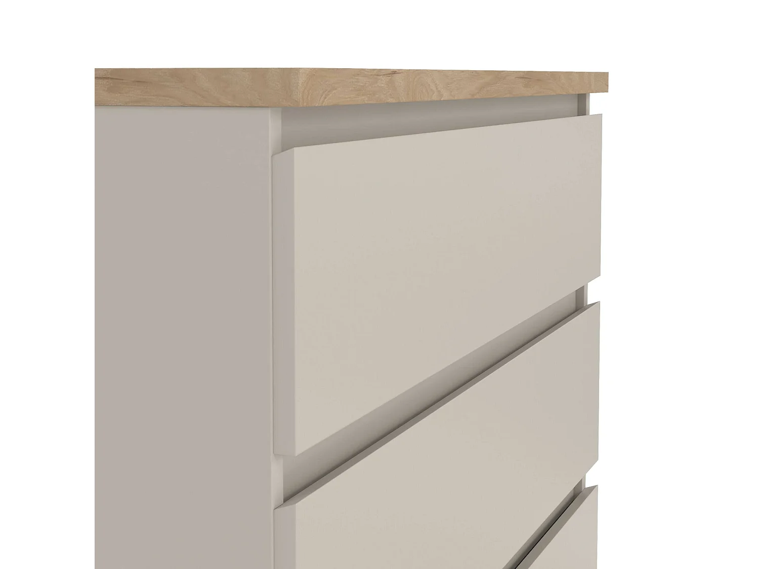 Ladekast Ansel, 5 laden, 77x50x111h cm beige, schuifopening, schuifsluiting