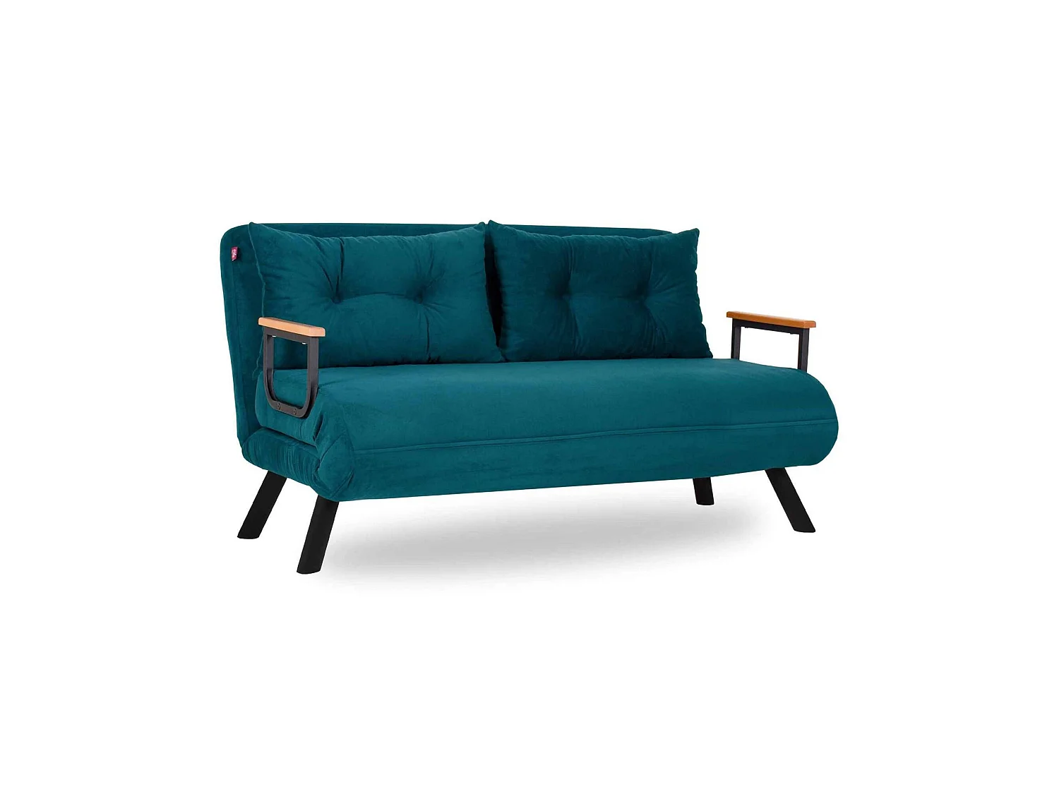 Canapé-lit 2 places Calvin, coffre de rangement, 133x78 cm vert d'eau, inclinable, accoudoirs