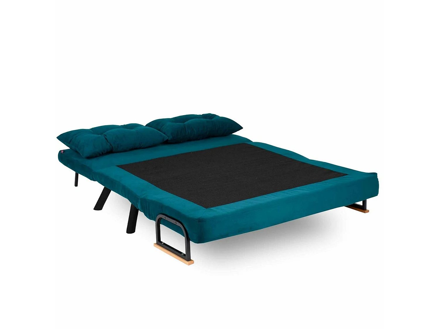 Canapé-lit 2 places Calvin, coffre de rangement, 133x78 cm vert d'eau, inclinable, accoudoirs