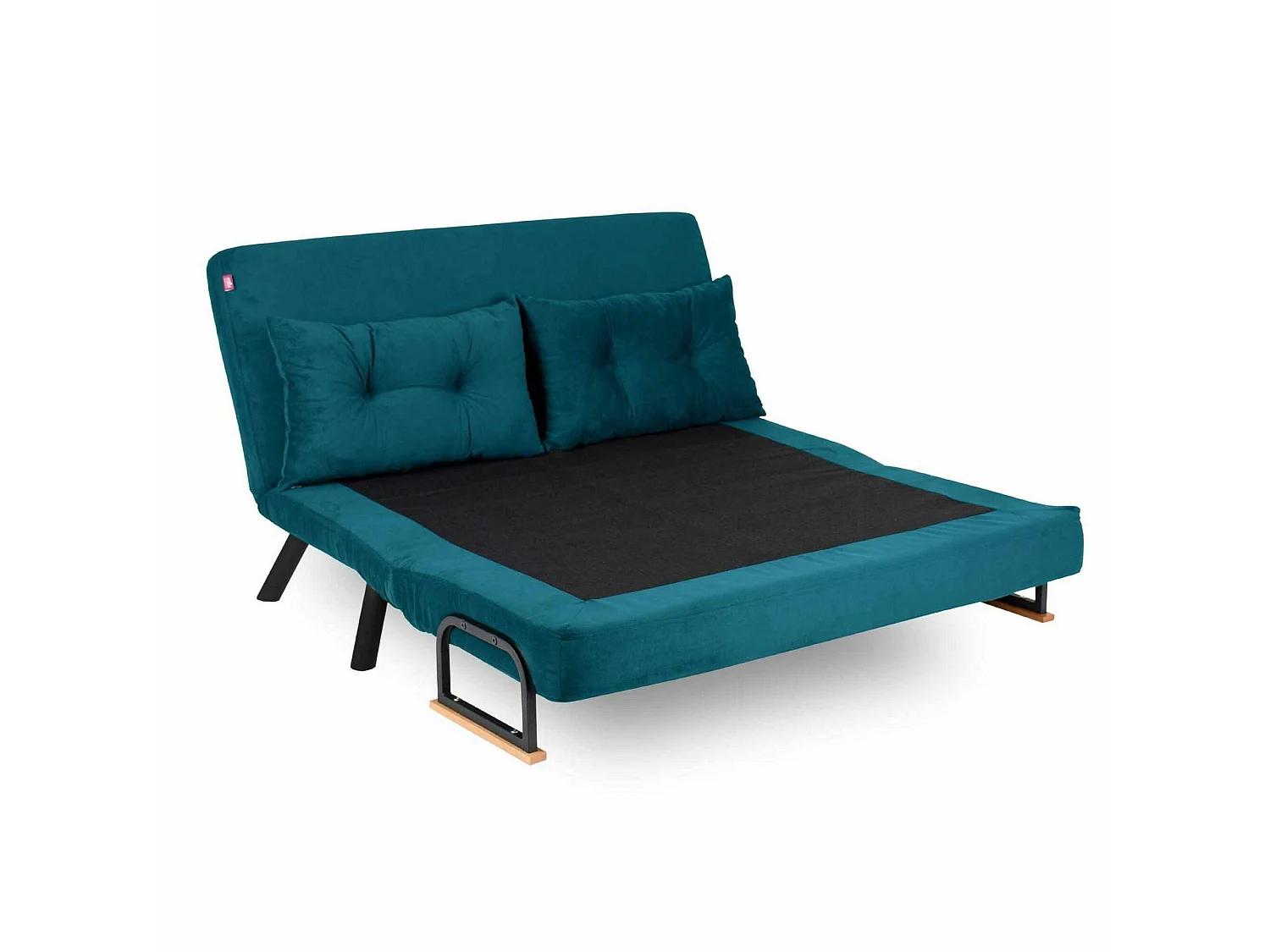 Canapé-lit 2 places Calvin, coffre de rangement, 133x78 cm vert d'eau, inclinable, accoudoirs