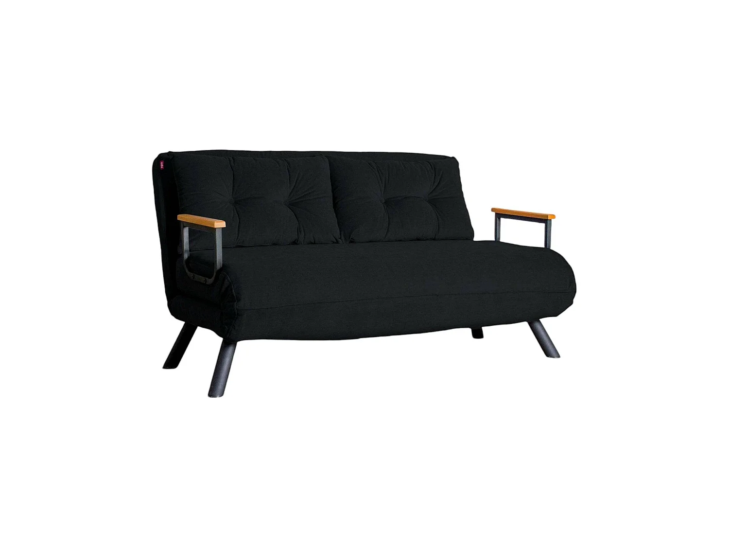 Canapé-lit 2 places Calvin, coffre de rangement, 133x78 cm noir, inclinable, accoudoirs