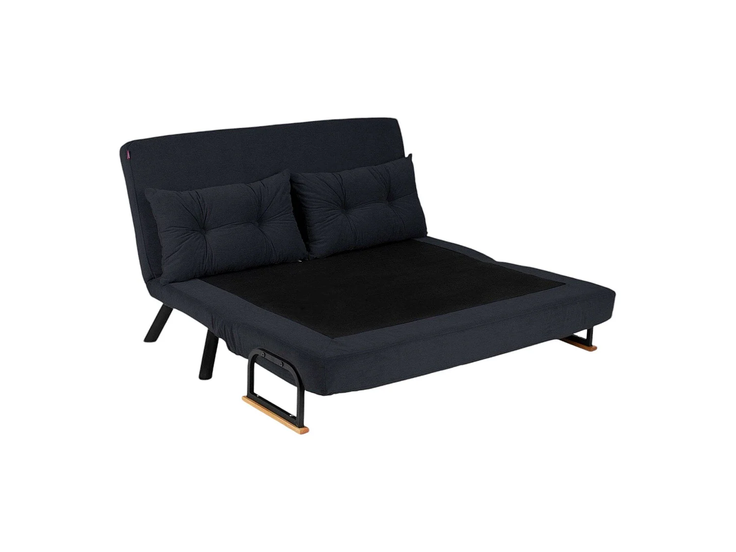 Canapé-lit 2 places Calvin, coffre de rangement, 133x78 cm noir, inclinable, accoudoirs