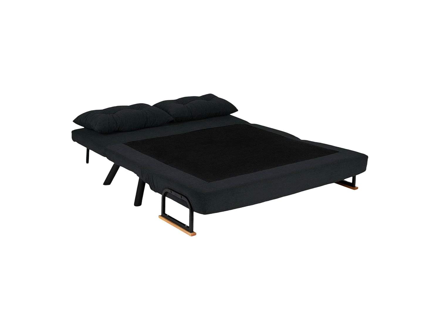 Canapé-lit 2 places Calvin, coffre de rangement, 133x78 cm noir, inclinable, accoudoirs