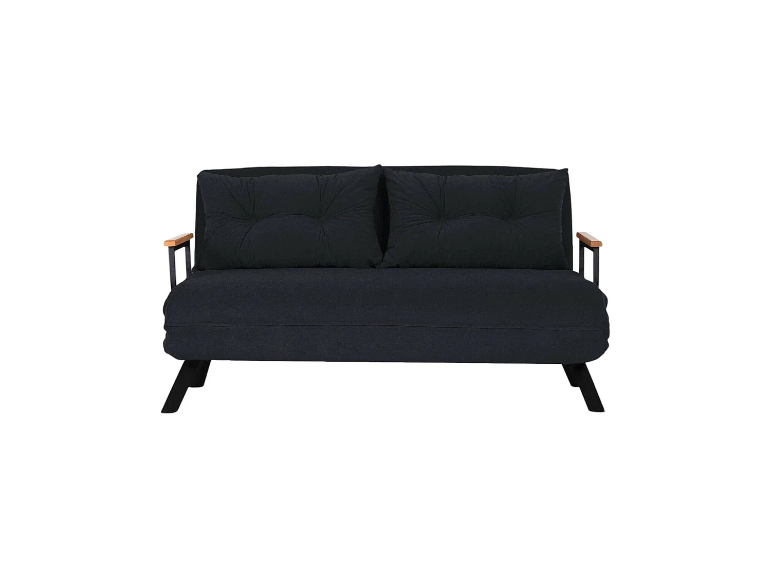 Canapé-lit 2 places Calvin, coffre de rangement, 133x78 cm noir, inclinable, accoudoirs