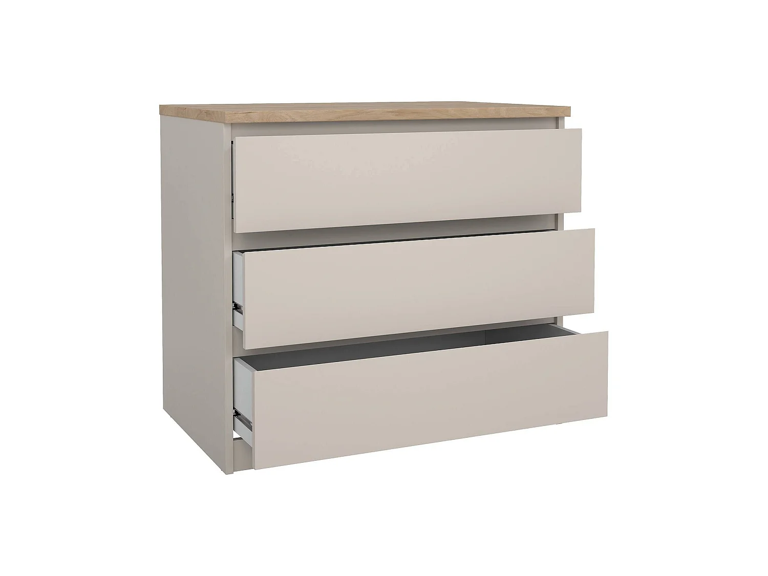 Cômoda Vistara, 3 Gavetas, 77x50x70h cm Bege, Abertura Deslizante, Fecho Deslizante